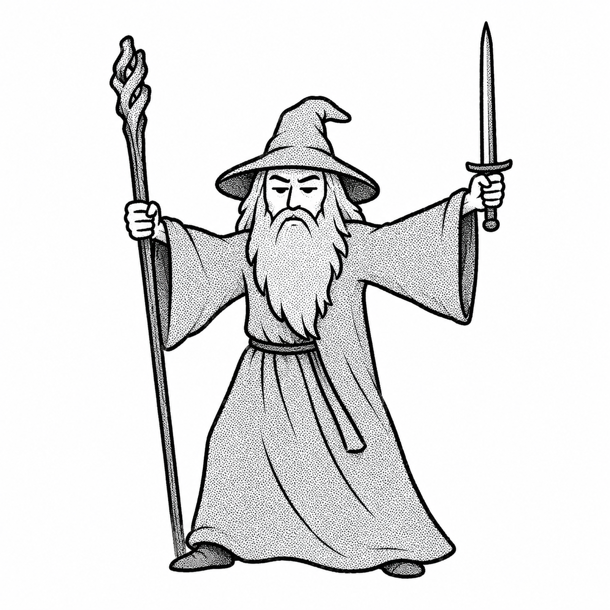 Gandalf, staff planted